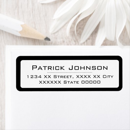 naam of firmanaam met zwarte grens etiket (Insitu)