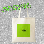 NAAM of FUNCTIE Green Girl Summer Bruidsmeisje Voo Tote Bag<br><div class="desc">Met een levendige neon groene doos met strakke zwarte tekst,  is deze doos perfect voor een trendy y2k bruidsmeisje voorstel.</div>