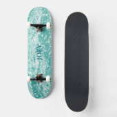 Naam of Initiaal Teal Verfspatten Skateboard (Voorkant)