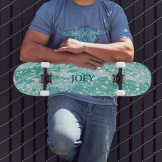Naam of Initiaal Teal Verfspatten Skateboard