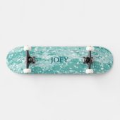 Naam of Initiaal Teal Verfspatten Skateboard (Horizontaal)