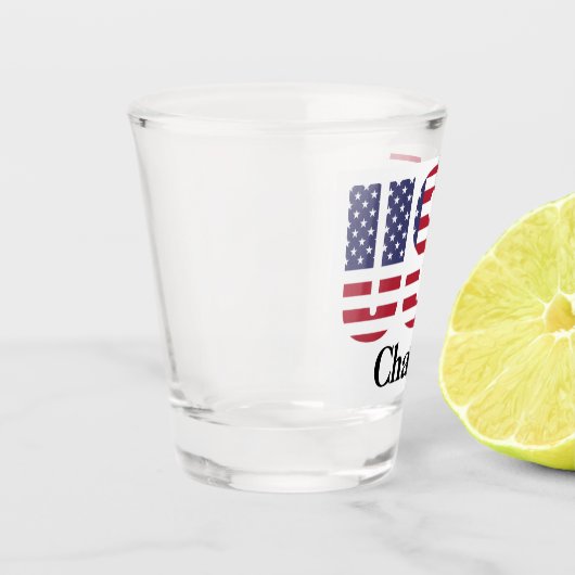 Naam of Initialen | Patriottische VS Vlag Stencil Shot Glas (Links)