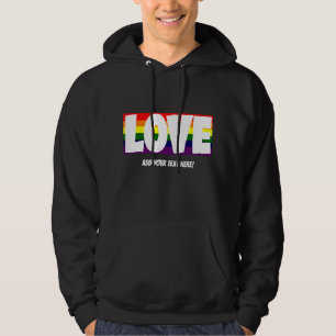Naam of Jouw tekst toevoegen, liefdesregenboog vla Hoodie