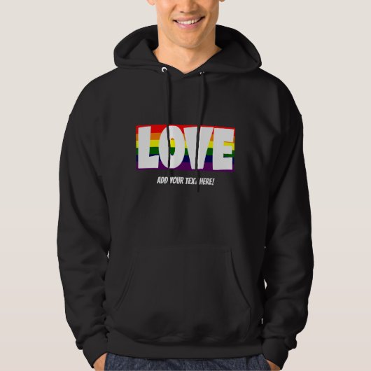 Naam of Jouw tekst toevoegen, liefdesregenboog vla Hoodie (Voorkant)