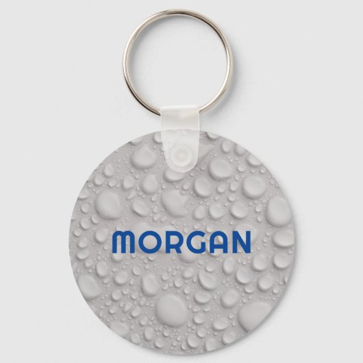 Naam of Monogram op Water Drops Sleutelhanger (Achterkant)