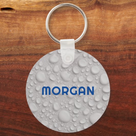 Naam of monogram op waterdruppels sleutelhanger (Voorkant)