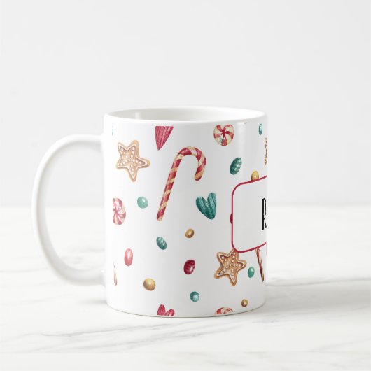 Naam of Monogram, Snoep & Cookies 11oz Koffie Mok (Links)
