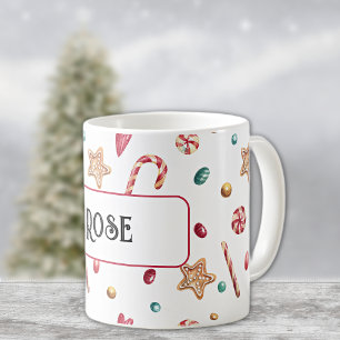 Naam of monogram, snoep & koekjes 11oz koffiemok