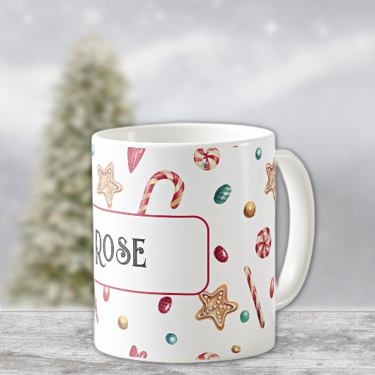 Naam of monogram, snoep & koekjes 11oz koffiemok
