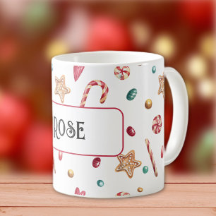 Naam of monogram, snoep & koekjes 11oz koffiemok