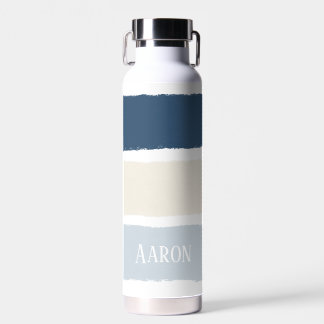 Naam of monogrammen penseelstrepen in blauw ecru waterfles