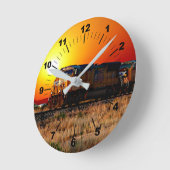 Naam of tekst toevoegen - Sunset Diesel Locomotive Ronde Klok (Hoek)