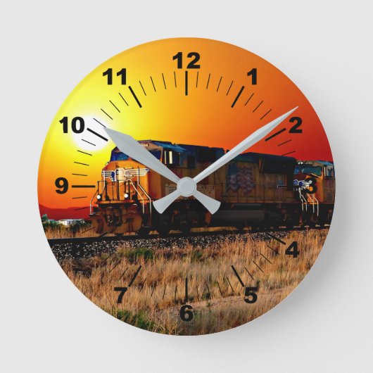 Naam of tekst toevoegen - Sunset Diesel Locomotive Ronde Klok (Voorkant)