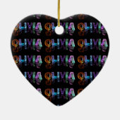 Naam Olivia - Naam in lichten (foto) Keramisch Ornament (Achterkant)