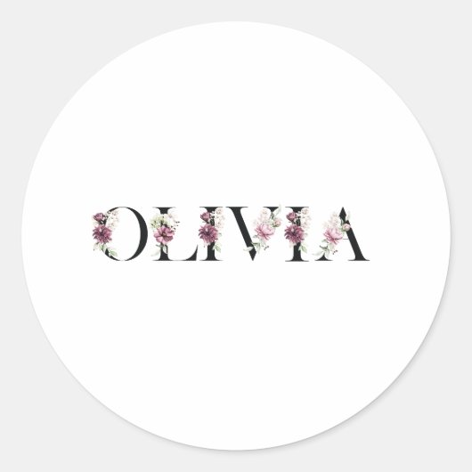 Naam Olivia Ronde Sticker (Voorkant)