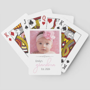 Naam Oma Oprichtingsjaar Foto Script Lettertype Pokerkaarten