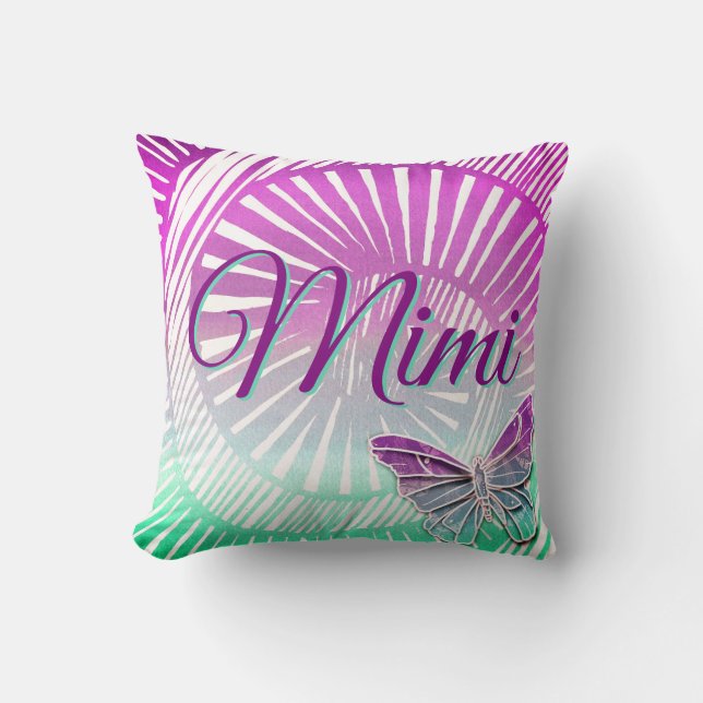 Naam Omgrootmoeder Paarse wervelkolom en vlinder T Kussen (Voorkant)