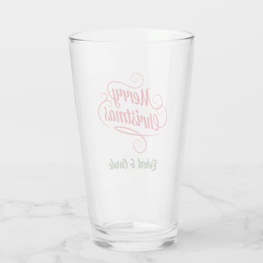 Naam,  ontwerp Vrolijk kerstfeest, 16oz. Pint Glas (Achterkant)