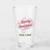 Naam,  ontwerp Vrolijk kerstfeest, 16oz. Pint Glas (Voorkant)
