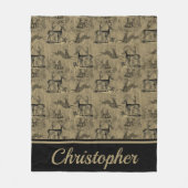  naam Oorspronkelijk patroon Deer | Monogram Fleece Deken (Voorkant)