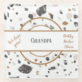 Naam op Aarde Tones Terrazzo Patroon op Glazen Onderzetter (Voorkant)