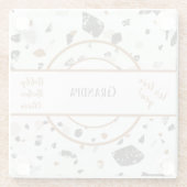 Naam op Aarde Tones Terrazzo Patroon op Glazen Onderzetter (Achterkant)