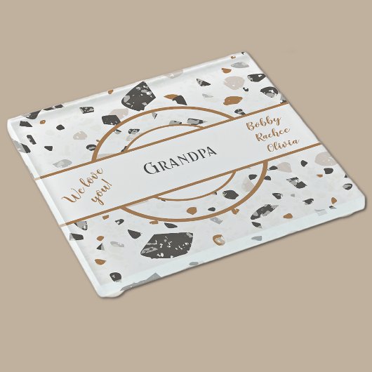 Naam op Aarde Tones Terrazzo Patroon op Glazen Onderzetter