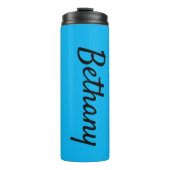 Naam op Aqua Matching Design 12oz Thermosbeker (Voorkant)