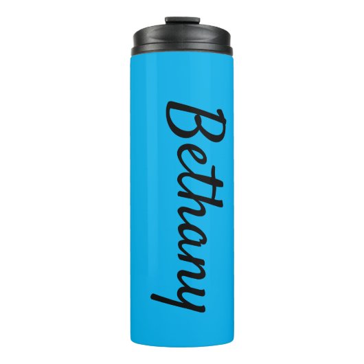 Naam op Aqua Matching Design 12oz Thermosbeker (Voorkant)