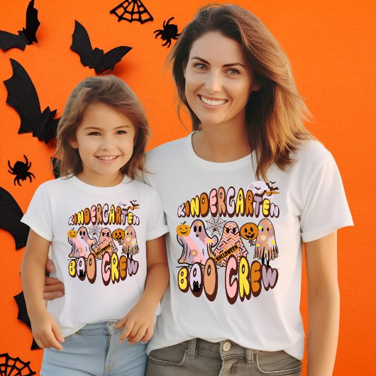 Naam op Back Retro Ghost Kleuterschool Boo Crew T-shirt