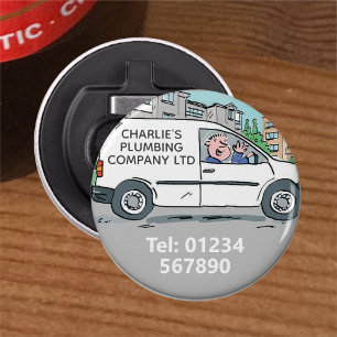 Naam op bedrijfsbus. Kleine zakelijke geschenken Button Flesopener