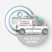 Naam op bedrijfswagen. Cadeaus voor kleine bedrijv Button Flesopener (Voorkant)