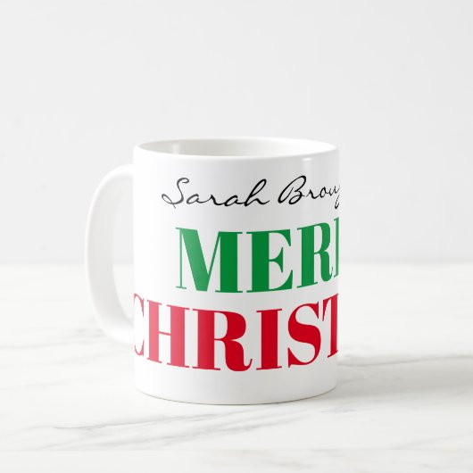 Naam op Big Merry Christmas 11oz Classic Koffiemok (Voorkant links)