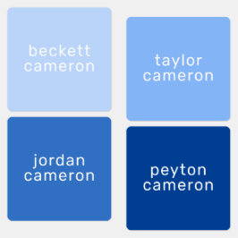 Naam op blauw ijzer op kleding labels