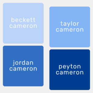 Naam op blauw ijzer op kleding labels