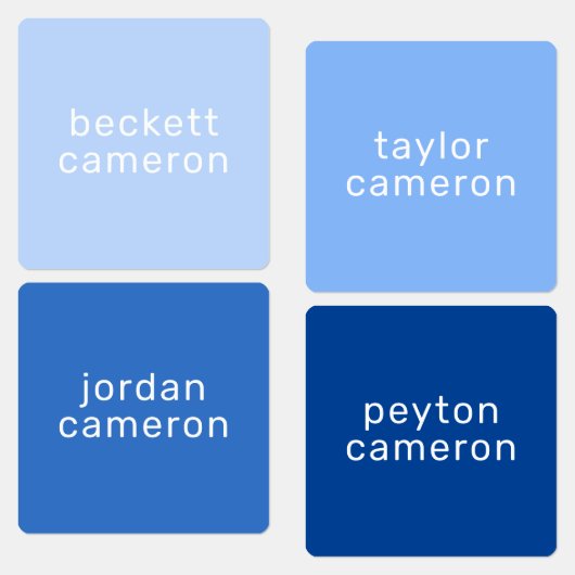 Naam op blauw ijzer op kleding labels (Groep)