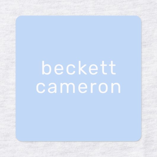 Naam op blauw ijzer op kleding labels (Design 1)