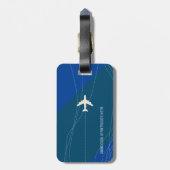 naam op blauw vliegtuig bagagelabel (Achterkant verticaal)