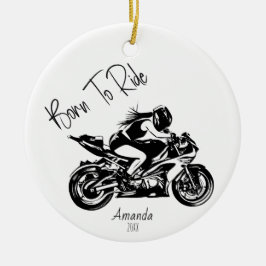 Naam op 'Born To Ride' Keramisch Ornament