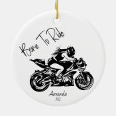 Naam op 'Born To Ride' Keramisch Ornament (Achterkant)