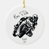 Naam op 'Born To Ride' Keramisch Ornament (Achterkant)