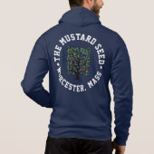 Naam op borst met witte belettering en logo hoodie (Achterkant)