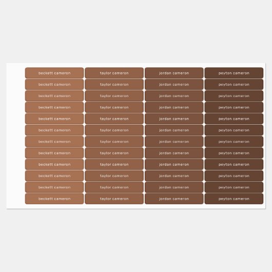 Naam op bruine kleefstof labels