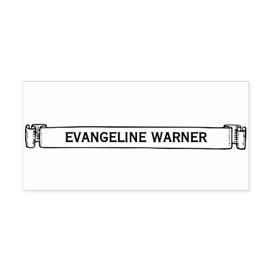 Naam op een dunne Scroll Ribbon Banner Zelfinktende Stempel (Design)