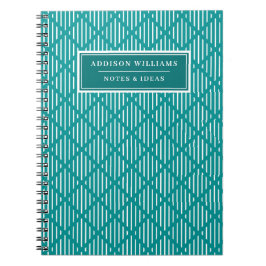 Naam op Eigen Blauwgroen diamantband op maat Notitieboek