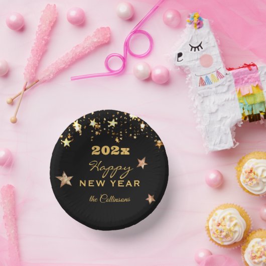 Naam op Elegante Gelukkige Nieuwjaar 7-in Document Papieren Kommen (Feest)