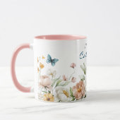 Naam op Elegante Waterverf Floral 11oz Combo Mok (Links)