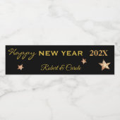 Naam op Gelukkig Nieuwjaar & Drank Waterfles Etiket (Enkel label)