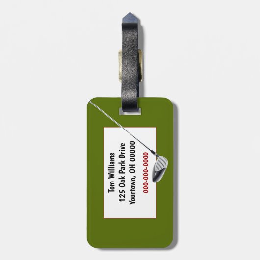 Naam op Golf Ball Bagagelabel (Achterkant verticaal)