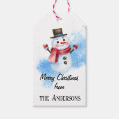 Naam op grillige Retro Snowman Winter Gift Labels Cadeaulabel (Voorkant)
